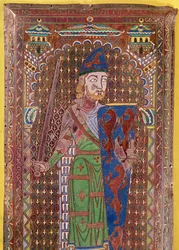 (détail) de la plaque tombale de Geoffrey Plantagenet, c.1151-55 (émail sur cuivre doré)